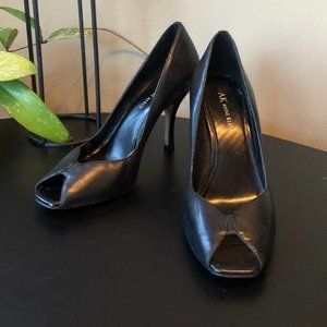 Anne Klein Peep Toe Black Leather Pumps